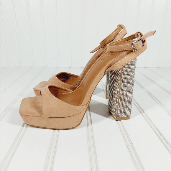 Asos Design Noun Platform Barely There Embellished Heeled Sandals F781 - Picture 1 of 12